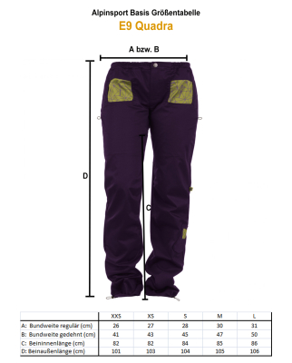 E9 - Quadra Damenkletterhose purple XXS