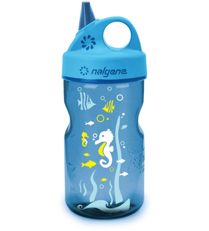 Nalgene - Nalgene Kinderflasche Grip-n-Gulp Sustain blau mit Seepferdchen