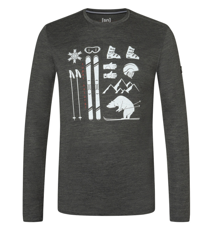 Super.Natural - M Skiing Bear LS pirate grey
