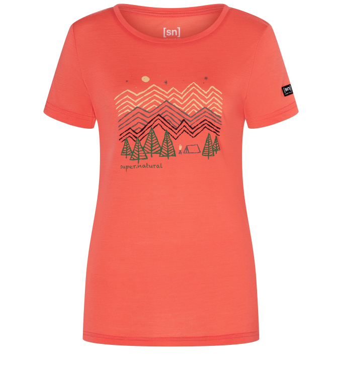 Super.Natural - W Camping Nights Tee living coral