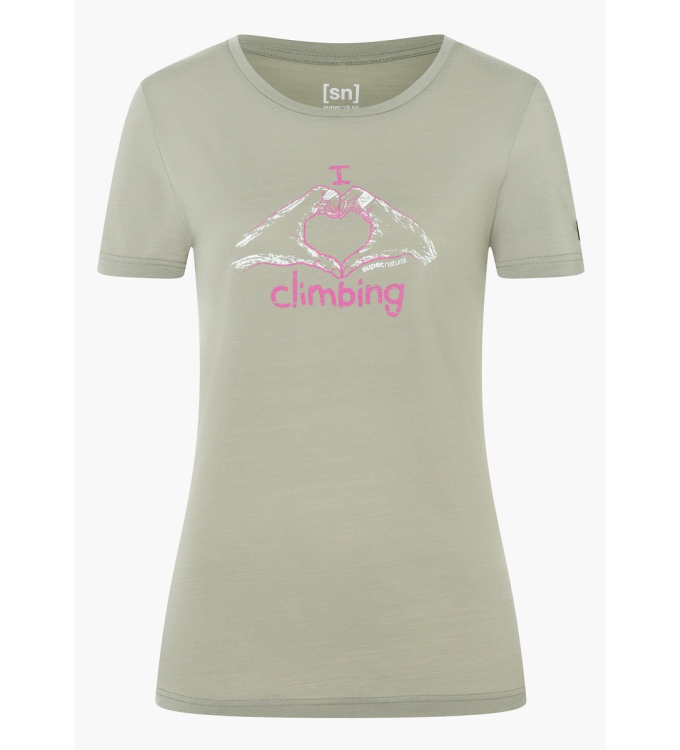Super.Natural - W I love climbing Tee dried sage